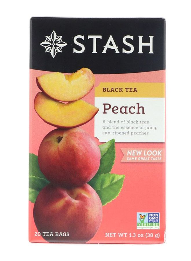 Stash Tea Peach Black Tea Bag 38grams Pack of 20 - Image 1