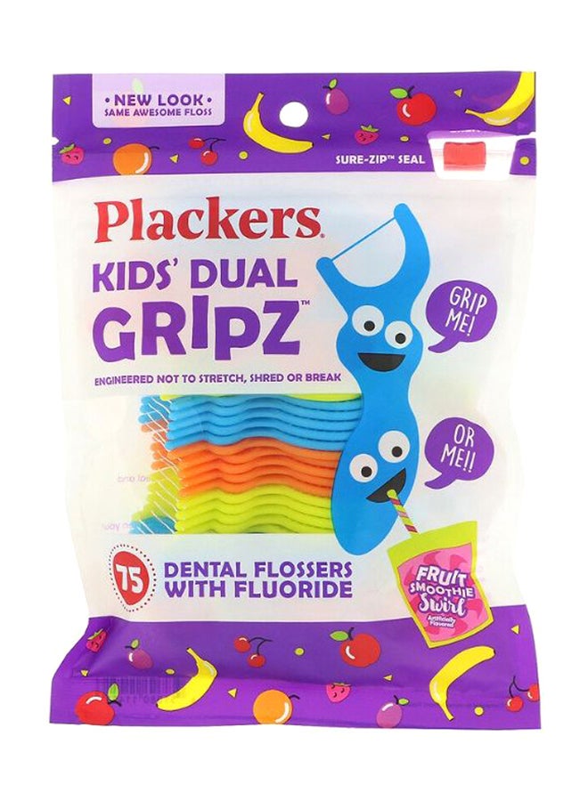 Plackers 75-Piece Fruit Smoothie Dual Gripz Dental Flosser Set Multicolour - Image 1