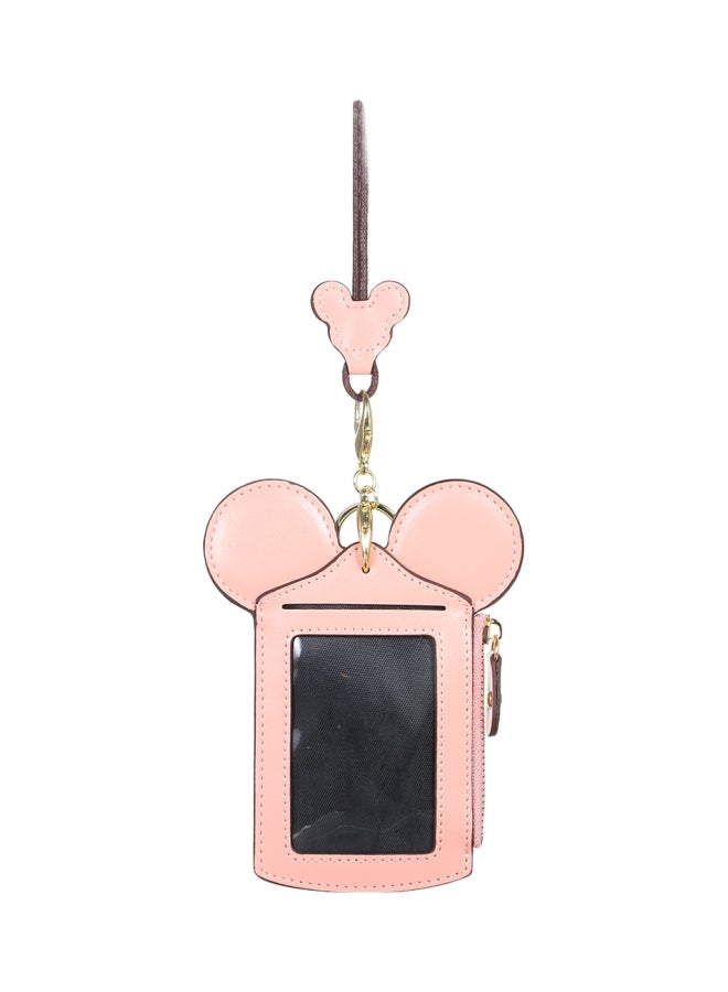 Cartoon Cute Card Holder With Key Ring And Lanyard Pink - Image 1