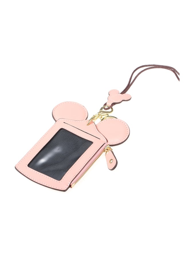 Cartoon Cute Card Holder With Key Ring And Lanyard Pink - Image 3
