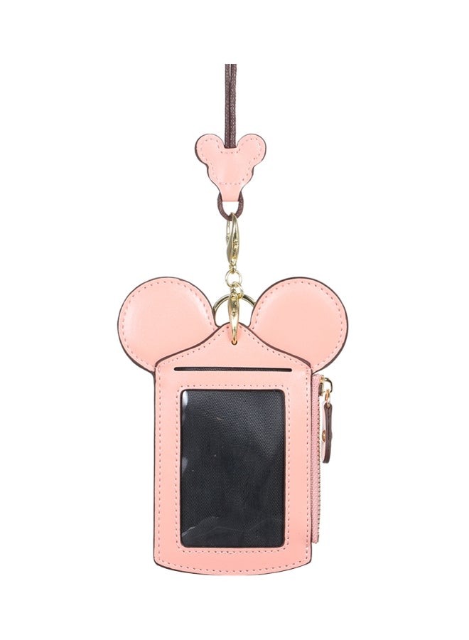 Cartoon Cute Card Holder With Key Ring And Lanyard Pink - Image 4