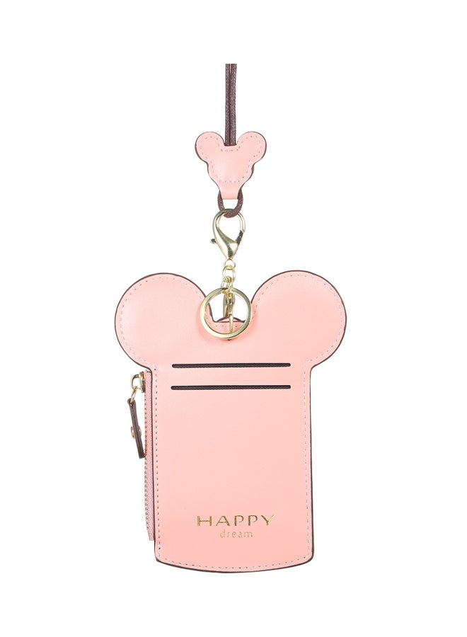Cartoon Cute Card Holder With Key Ring And Lanyard Pink - Image 2