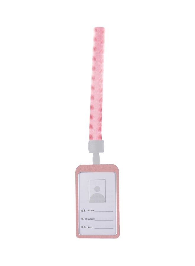 Generic Aluminum Alloy Card Holder With Lanyard Pink 