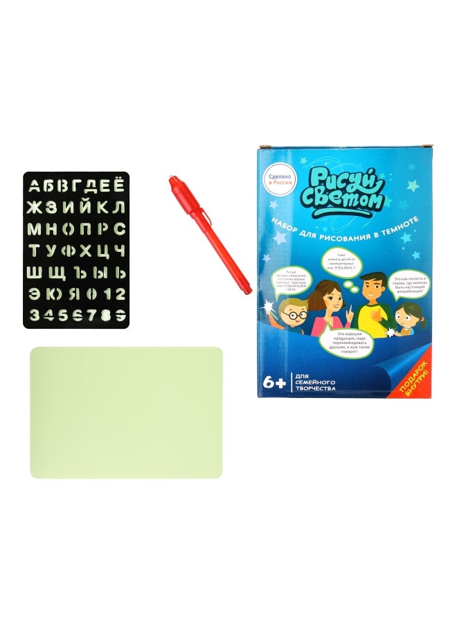 3-Piece LED Luminous Drawing Board With Light Fluorescent Pen Multicolor - Image 1