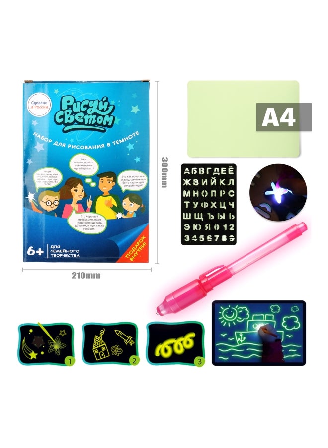 3-Piece LED Luminous Drawing Board With Light Fluorescent Pen Multicolor - Image 4