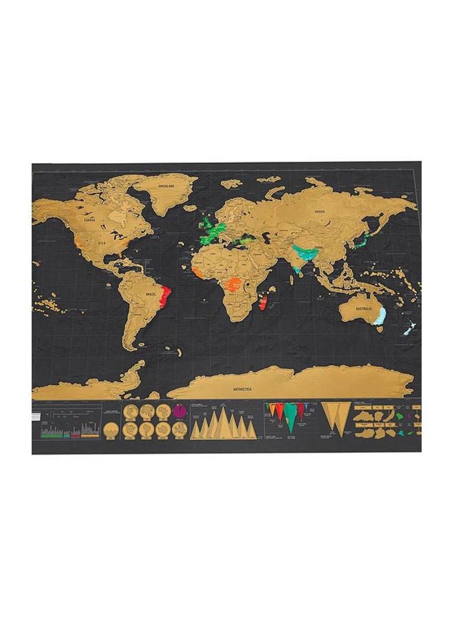 Scratch Off World Travel Map Poster Gold/Black