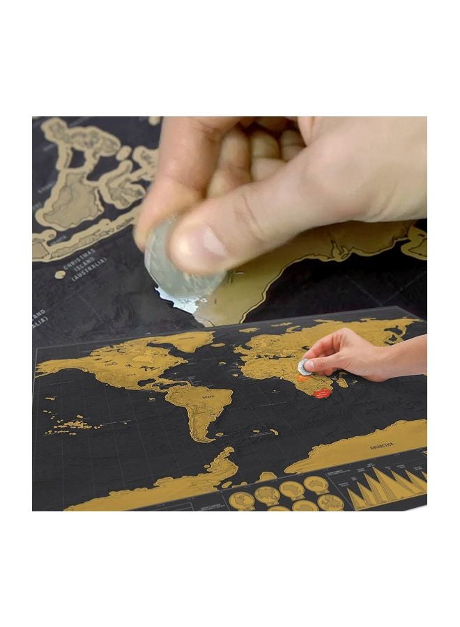 Scratch Off World Travel Map Poster Gold/Black