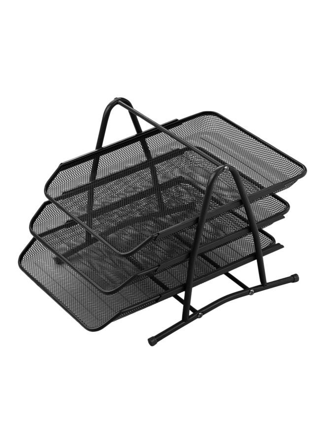 Generic 3-Tier Metal Mesh Document Organizer Black  - Image 1