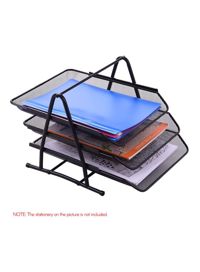 Generic 3-Tier Metal Mesh Document Organizer Black  - Image 3