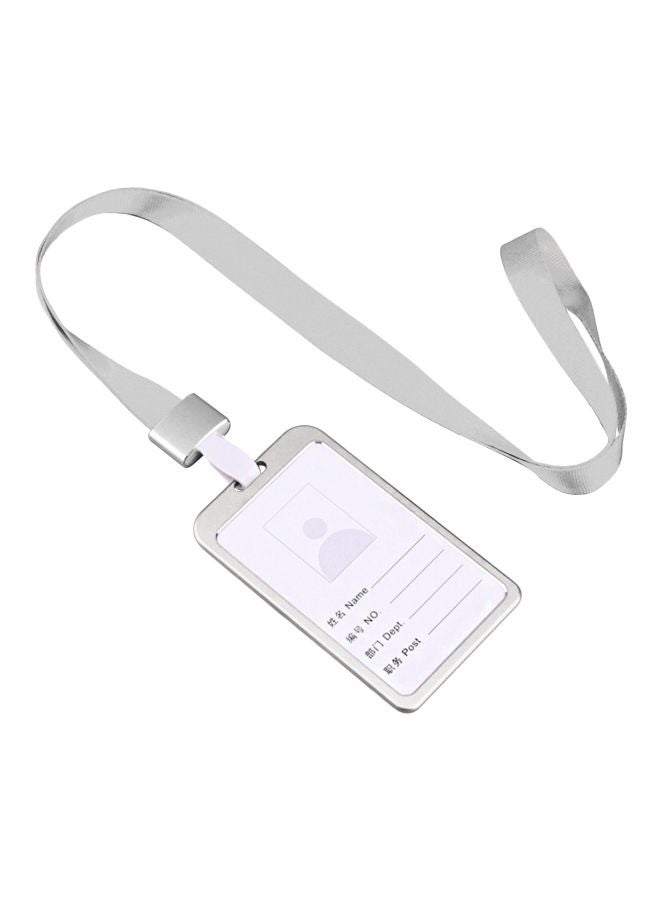 Generic Aluminum Alloy Identity Badge Holder With Lanyard Silver  - Image 1