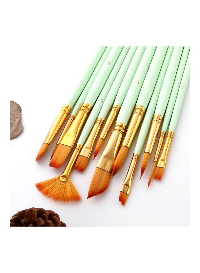 طقم فرش رسم مكون من 12 قطعة أخضر/ذهبي - Image 3