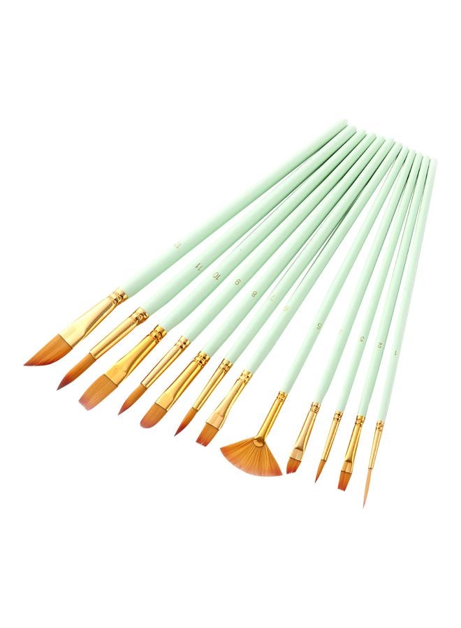 طقم فرش رسم مكون من 12 قطعة أخضر/ذهبي - Image 1