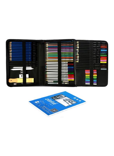 74-Piece Professional Drawing Kit With Carrying Bag Multicolour