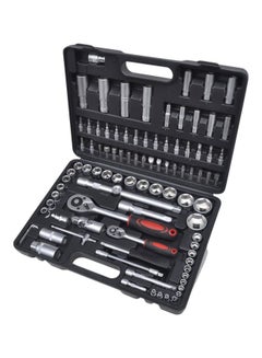 Generic 94-Piece Drive Socket Bit Set With Ratchet Tool Set Silver/Black/Red 