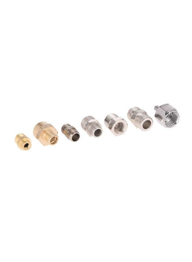 7-Piece Professional Airbrush Adaptor Kit Silver/Gold  - Image 3