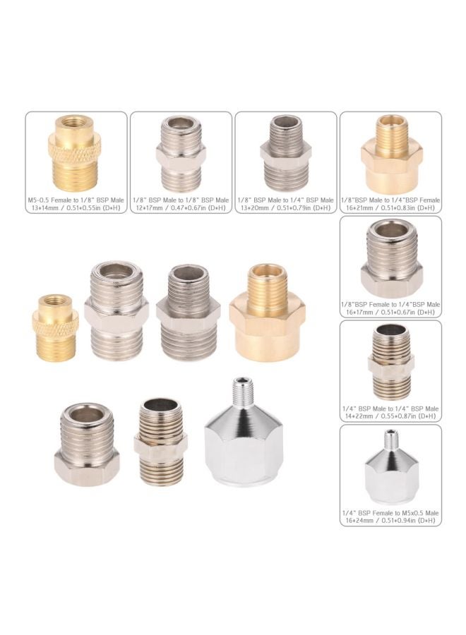 7-Piece Professional Airbrush Adaptor Kit Silver/Gold  - Image 2