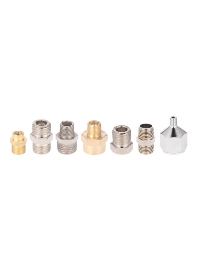 7-Piece Professional Airbrush Adaptor Kit Silver/Gold  - Image 5