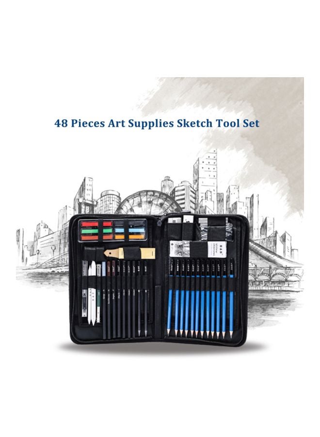 H&B 48-Piece Professional Art Supplies Sketch Tool Set With Carrying Bag Multicolour  - Image 2