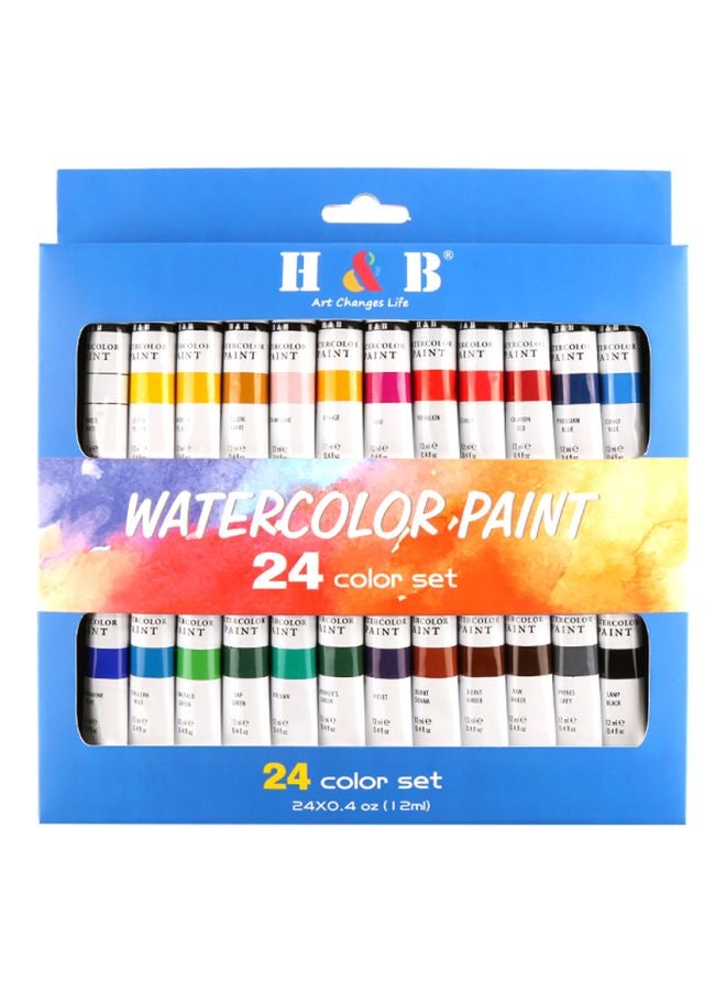 H&B 24-Piece Professional Watercolor Paint Set Multicolour  - Image 1