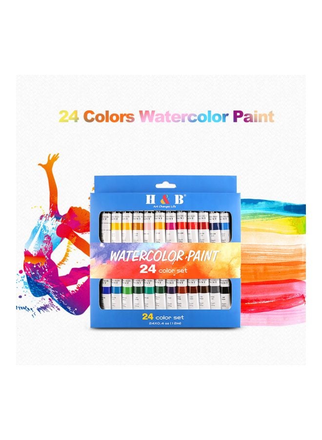 H&B 24-Piece Professional Watercolor Paint Set Multicolour  - Image 4