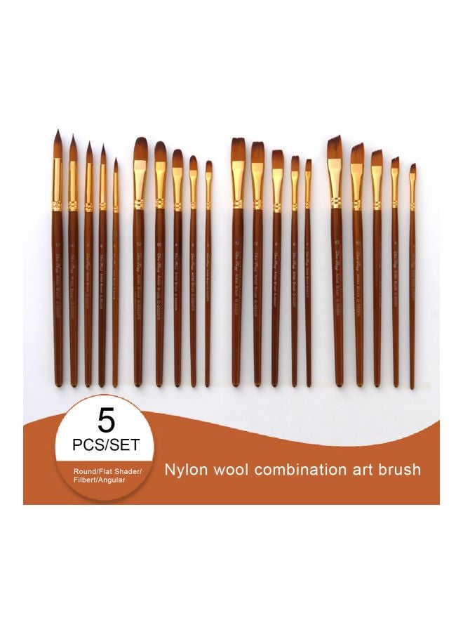 5-Piece Round Pointed Tip Paint Brush Set Brown/Gold - Image 5