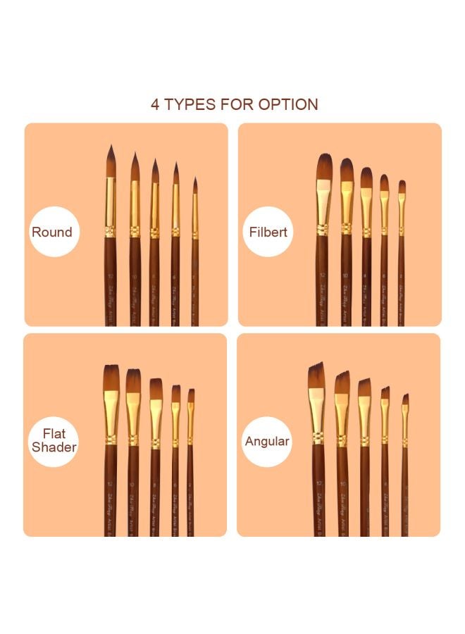 5-Piece Round Pointed Tip Paint Brush Set Brown/Gold - Image 4