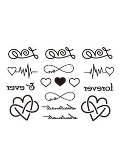 Heart Patterned Temporary Tattoo Sticker Black