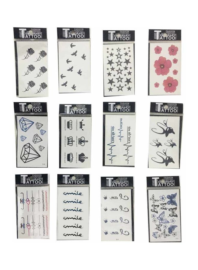 12-Piece Waterproof Tattoo Multicolour - Image 1