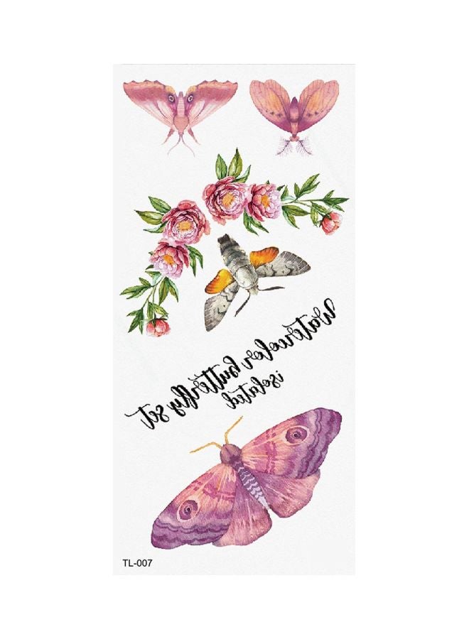 Wenshentie Flower And Animal Tattoo Sticker Purple/Pink/Green - Image 2