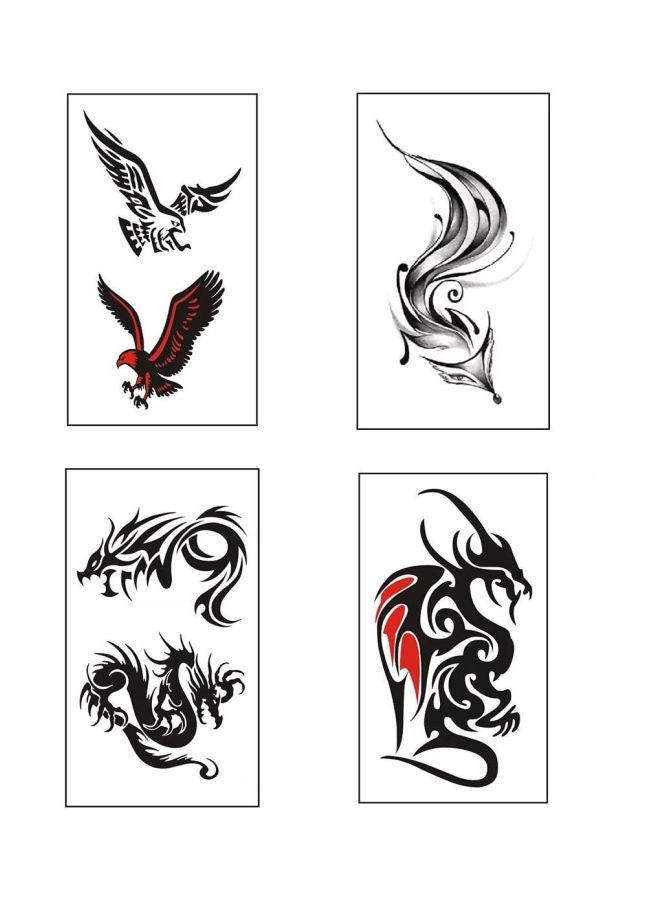 مجموعة تاتو وينشينتي بتصميم حيوانات مكونة من 4 قطع . أسود/أحمر - Image 1