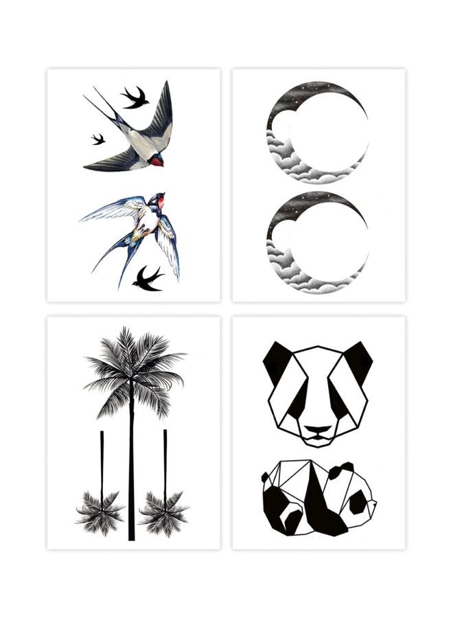 4-Piece Wenshentie Tree And Panda Themed Temporary Tattoo Set Black/Blue/Orange - Image 2