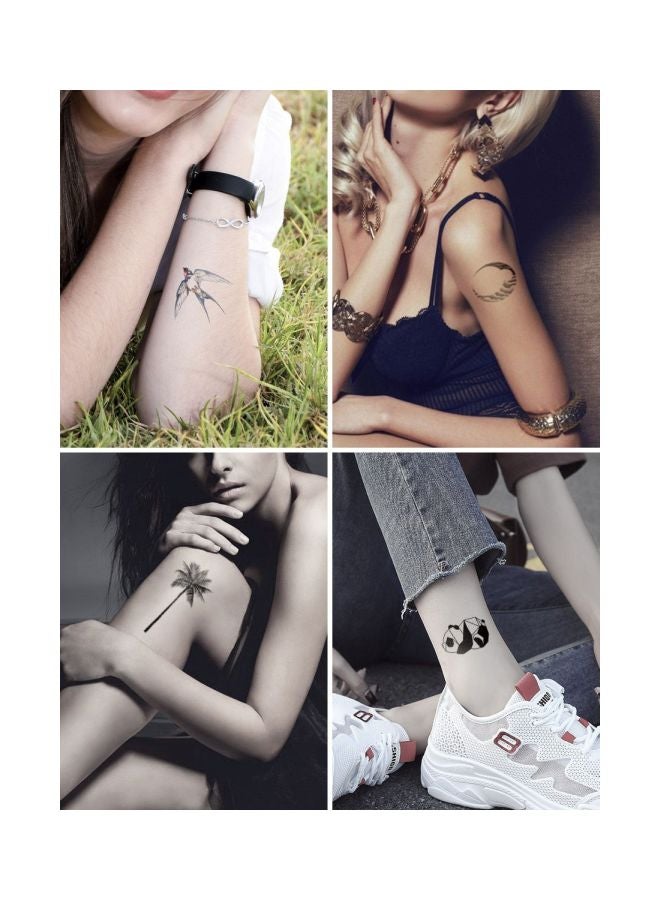 4-Piece Wenshentie Tree And Panda Themed Temporary Tattoo Set Black/Blue/Orange - Image 3