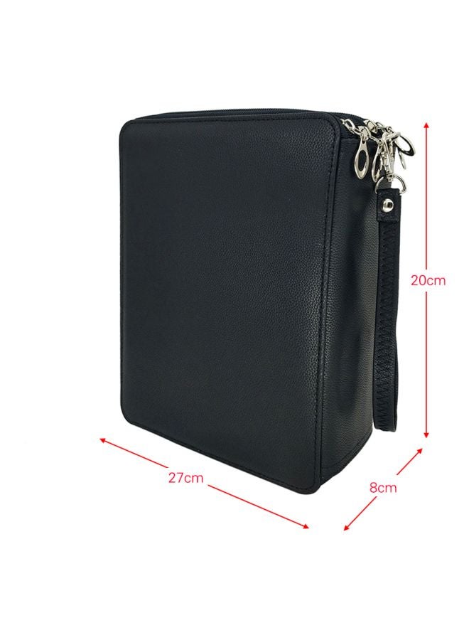 PU Leather Pencil Case With Strap Black/Silver  - Image 4