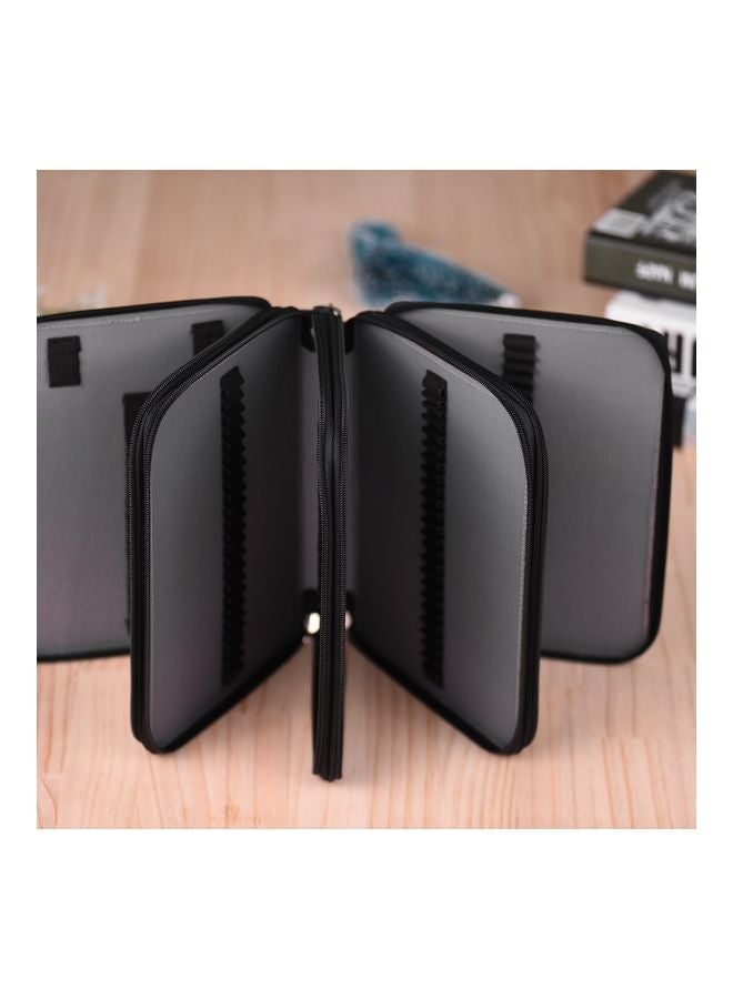 PU Leather Pencil Case With Strap Black/Silver  - Image 5