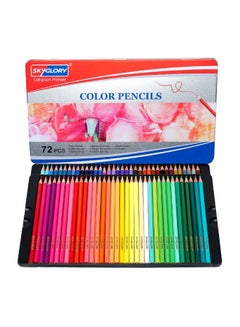 SKYGLORY 72-Piece Wooden Pre-Sharpened Oil Color Pencil Set Red/Blue/Pink  - Image 1