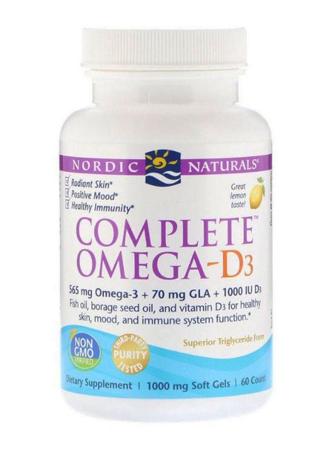 NORDIC NATURALS Lemon Flavour Complete Omega-D3 Supplement - 60 Softgels  - Image 1