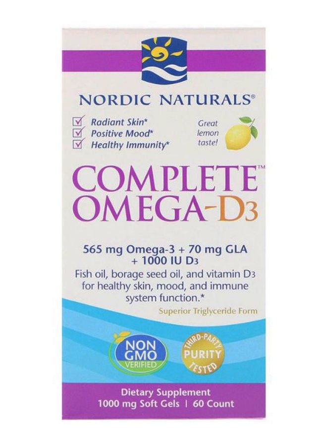 NORDIC NATURALS Lemon Flavour Complete Omega-D3 Supplement - 60 Softgels  - Image 2