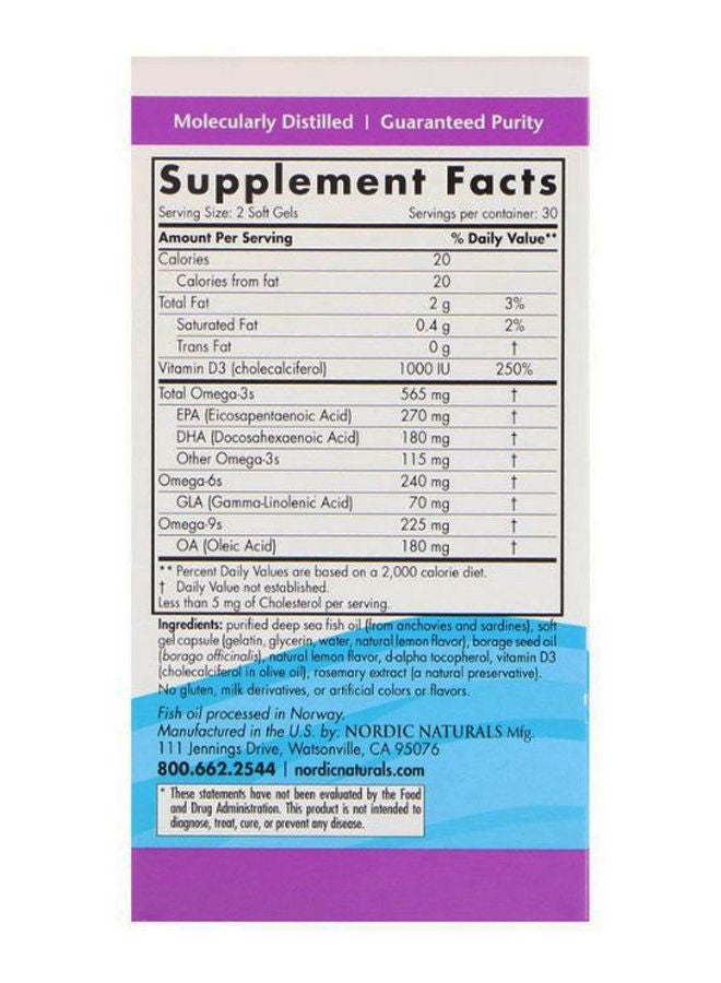 NORDIC NATURALS Lemon Flavour Complete Omega-D3 Supplement - 60 Softgels  - Image 3
