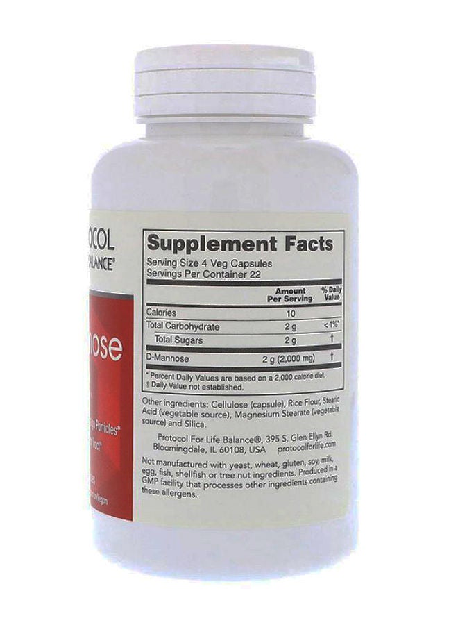 بروتوكول فور لايف بلانس - D-Mannose Dietary Supplement - 90 Veg Capsules 125 mg - Image 1