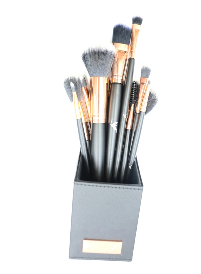 داروجي طقم فرش مستحضرات تجميل مكون من 12 قطعة مع حقيبة متعدد الألوان - Image 1