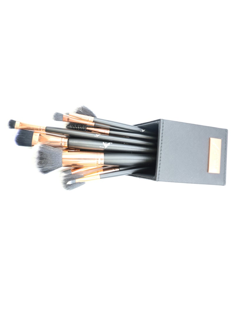 داروجي طقم فرش مستحضرات تجميل مكون من 12 قطعة مع حقيبة متعدد الألوان - Image 2