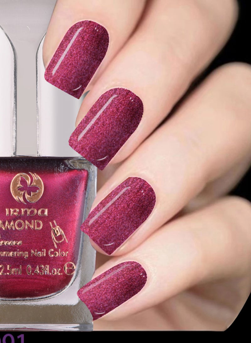 irma Diamond Shimmering Glossy Nail Polish Purple - Image 2