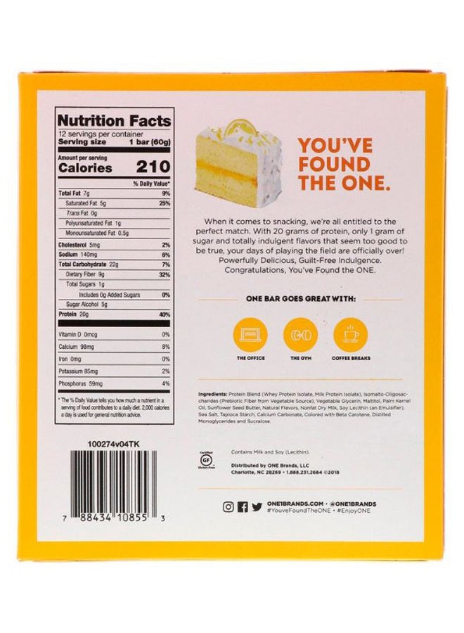 ONE BRANDS - Pack Of 12 Lemon Cake Protein Bar - Image 1