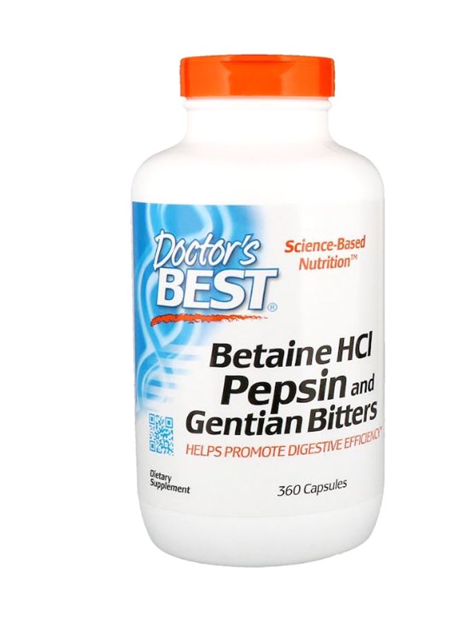 Doctor's BEST Pepsin And Gentian Bitters Betaine HCL - 360 Capsules - Image 1