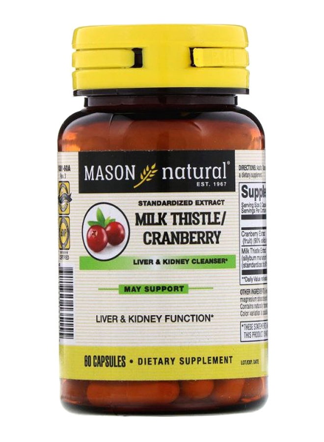 Mason Natural Milk Thistle Cranberry Liver And Kidney Cleanser - 60 Capsules - Image 1