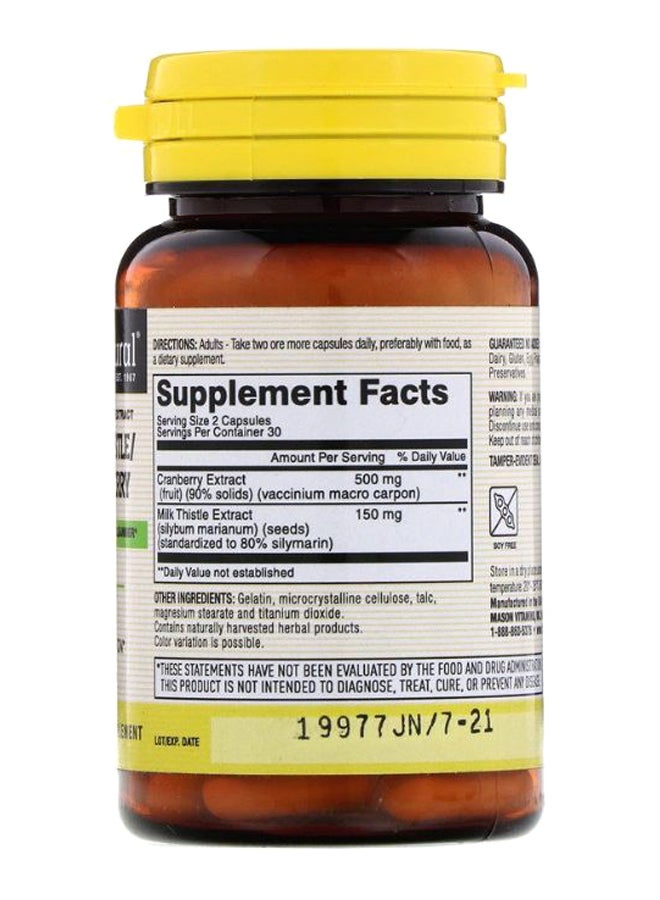 Mason Natural Milk Thistle Cranberry Liver And Kidney Cleanser - 60 Capsules - Image 3