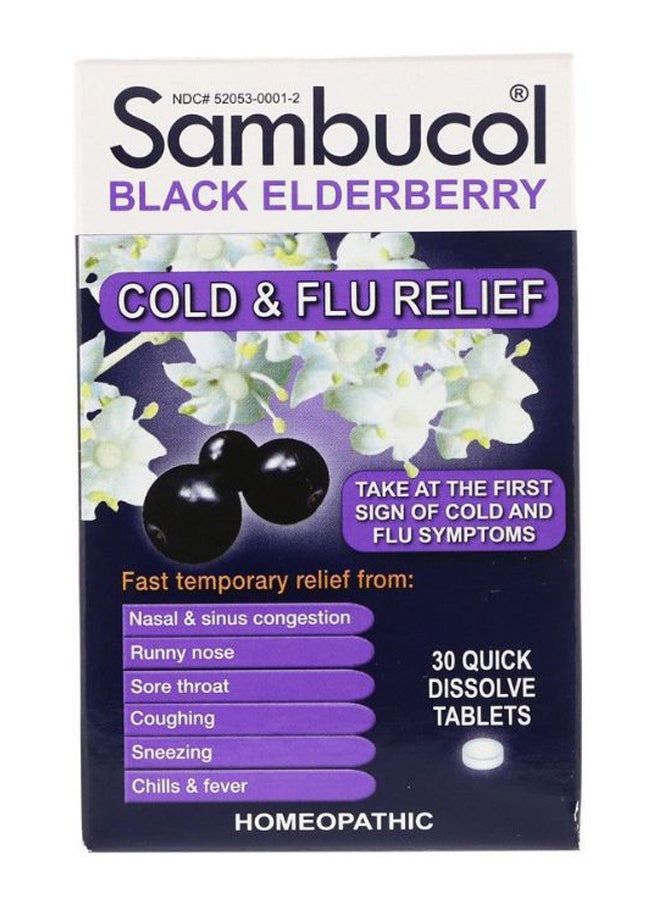 Sambucol Black Elderberry Cold And Flu Homeopathic Medicine - 30 Tablets 