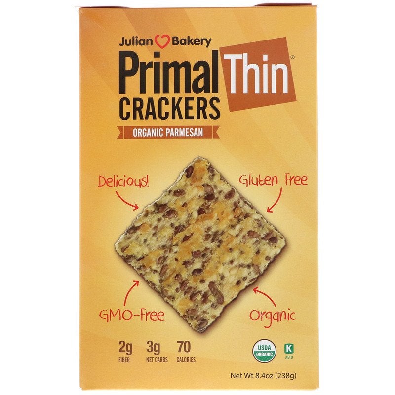 Julian Bakery Organic Parmesan Primal Thin Crackers 238grams - Image 1
