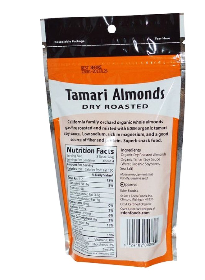 Eden Foods Dry Roasted Tamari Almonds 113grams - Image 2