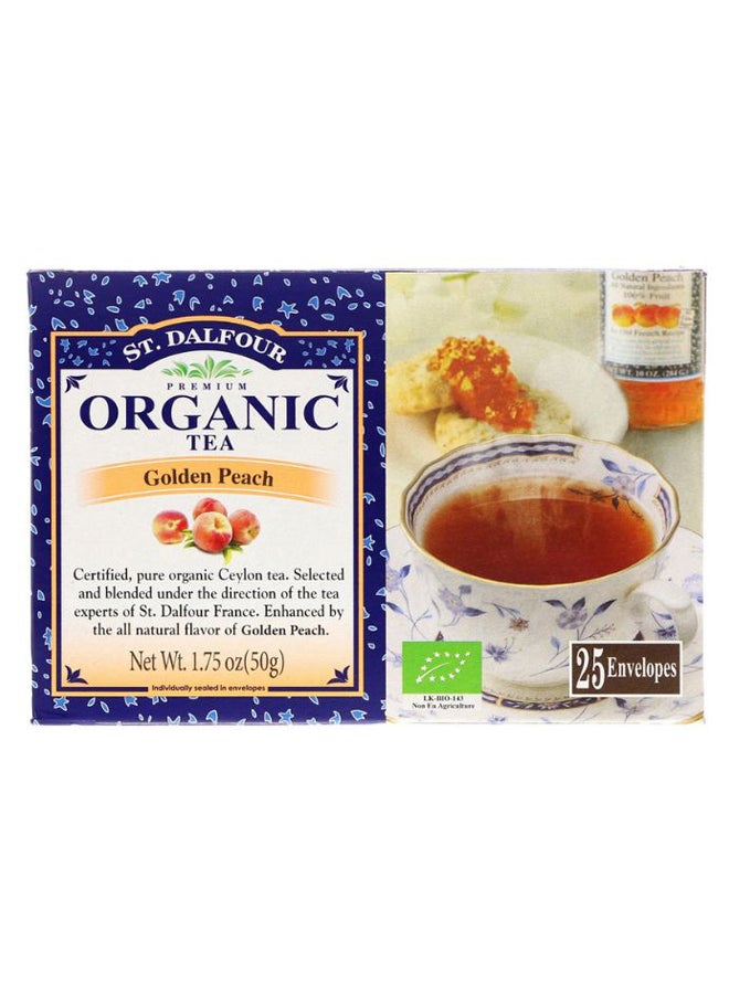 ST. DALFOUR - Organic Golden Peach Tea Envelopes 50grams Pack of 25 - Image 1